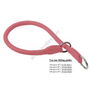 Ace Comfy Soft Best Rolled Italian Leather Slip/Check Dog Collar :: PINK ::